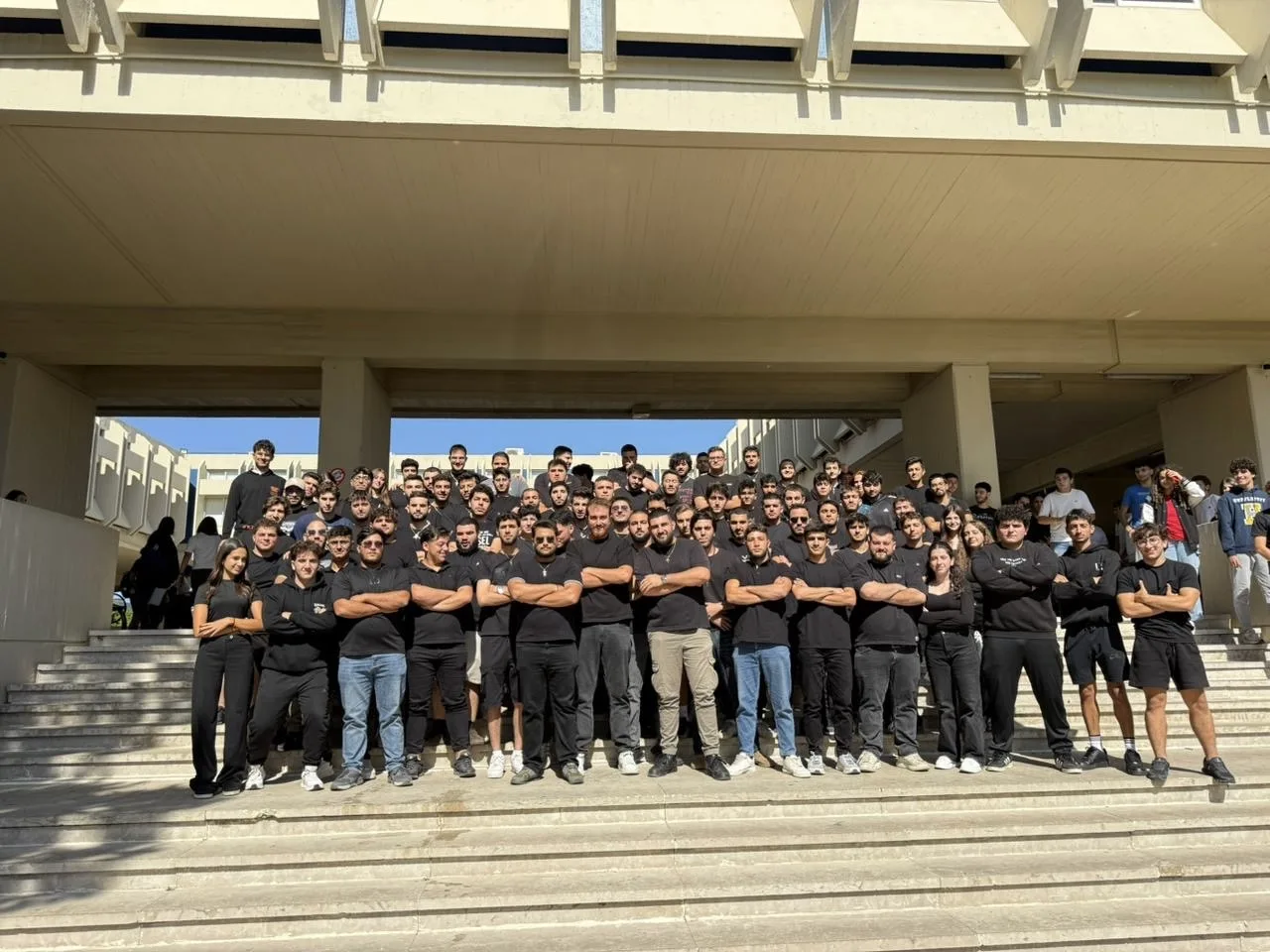 ESF members gathered on the steps at ESIB